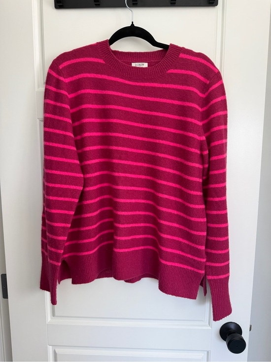 J. Crew Sweaters - J. Crew Hot Pink and Fuchsia Striped Crewneck Sweater